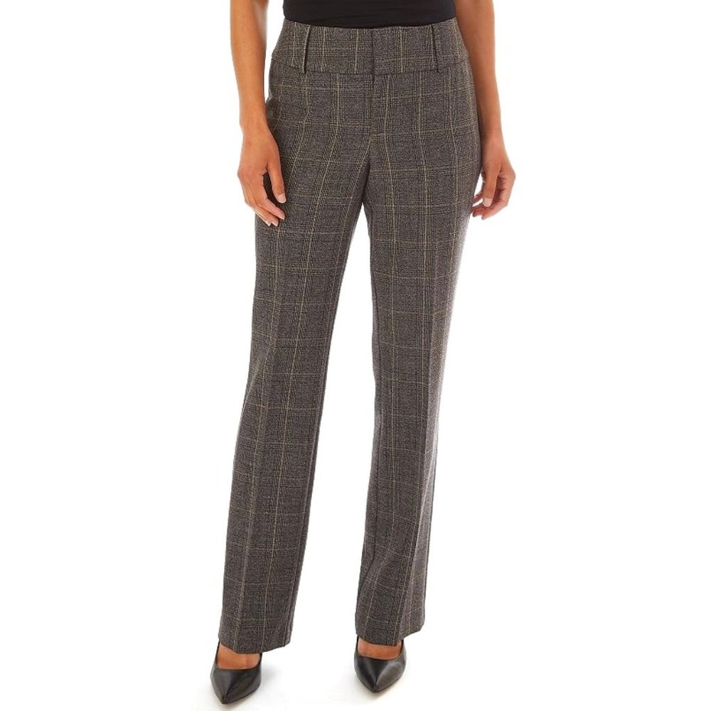 Apt. 9 Bootcut Flare Plaid Pants Women's Size 10 Tummy Control High Rise